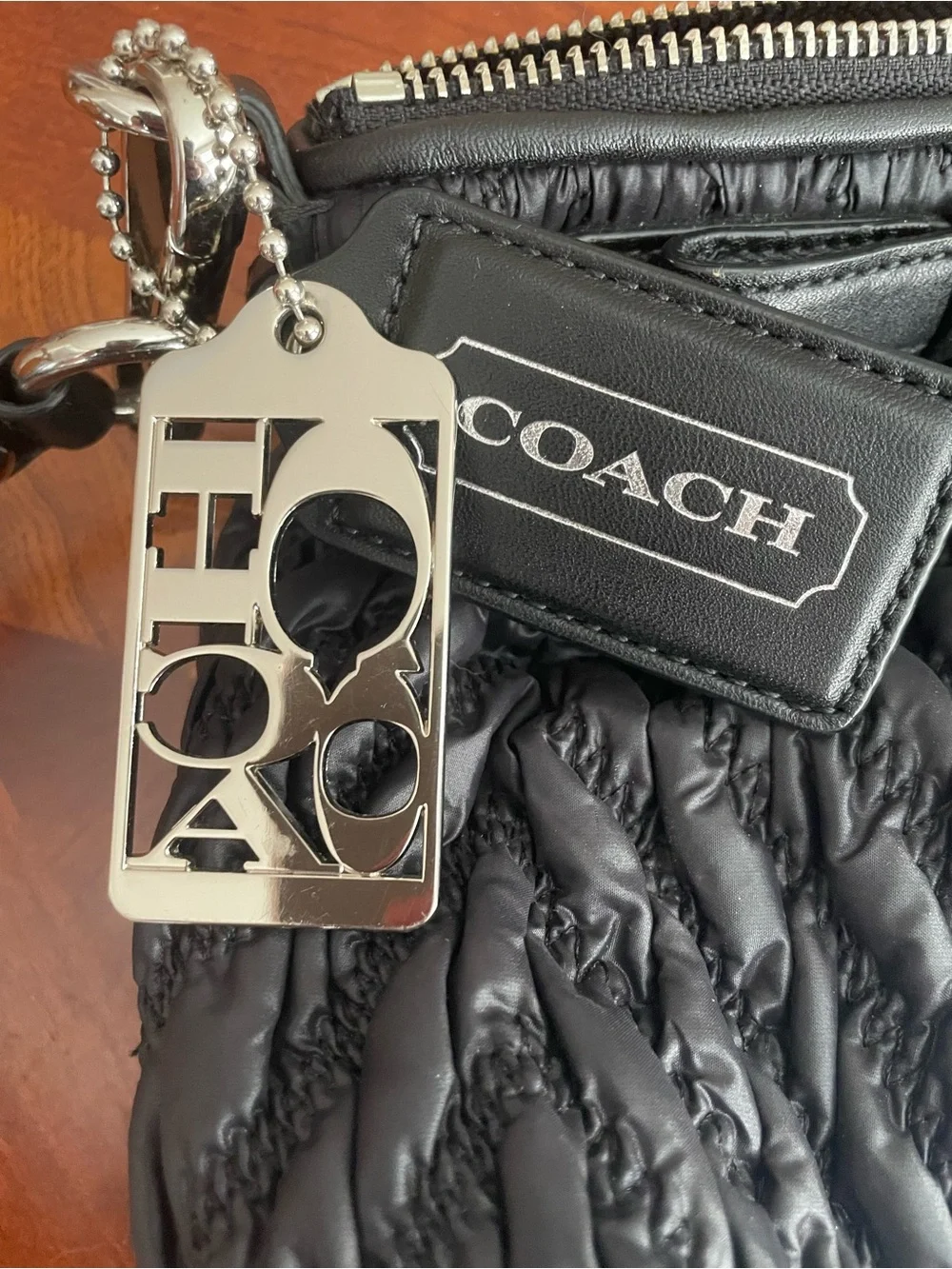 Coach Black Quilted Nylon Satchel with Silver Hardware - 70th anniversary